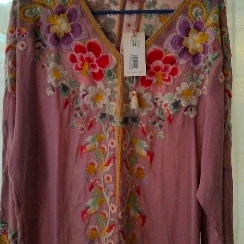 Johnny Was mauve S tunic shirt new with Tags